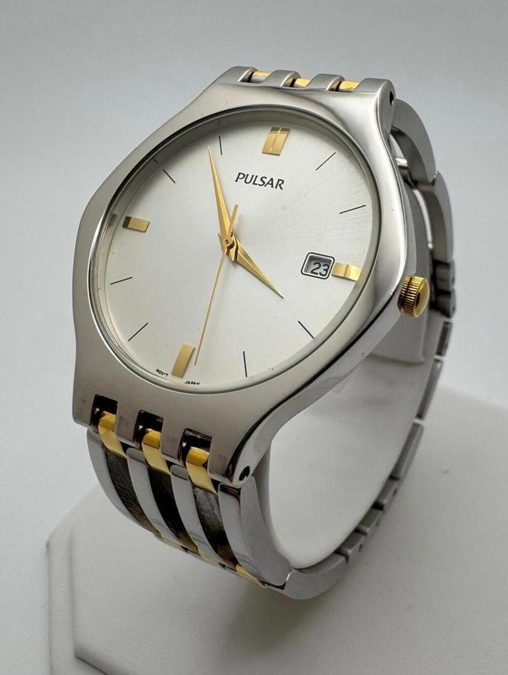 Vintage Pulsar Two-Tone Quartz Watch 35mm Silver/Gold Dress | Hole Watch Co